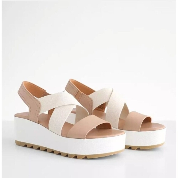 Sorel Cameron Flatform Slingback Sandal Honest Beige Chalk White Size 9.5 - Picture 11 of 11